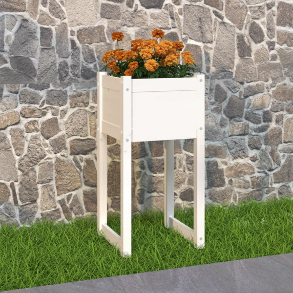Jardinera madera maciza de pino blanco 40x40x81 cm D