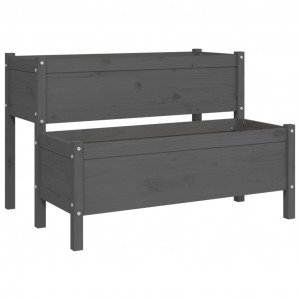Jardinera de madera de pino maciza gris 110x84x75 cm H