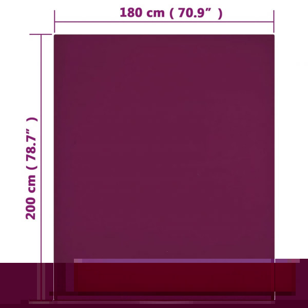 Lençol ajustável 180x200 cm algodão jersey bordô M 4