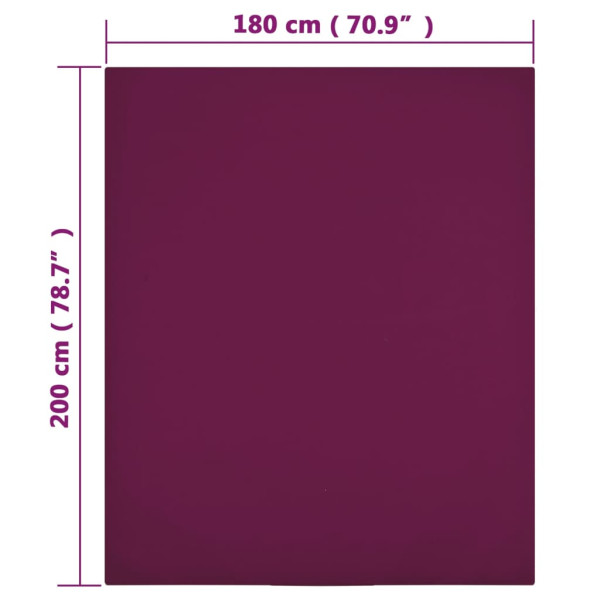 Lençóis ajustáveis 2 pcs 180x200 cm algodão jersey bordô M 4
