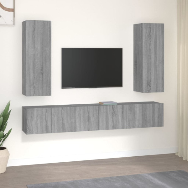 Set de muebles para TV 5 pzas madera contrachapada gris Sonoma D