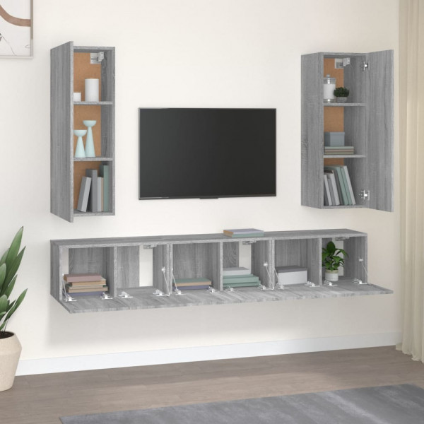Set de muebles para TV 5 pzas madera contrachapada gris Sonoma M 3