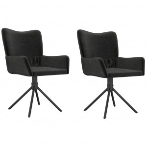 Cadeiras de jantar giratórias 2 pcs veludo preto H