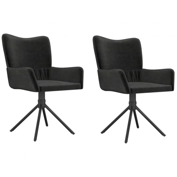 Cadeiras de jantar giratórias 2 pcs veludo preto M 2