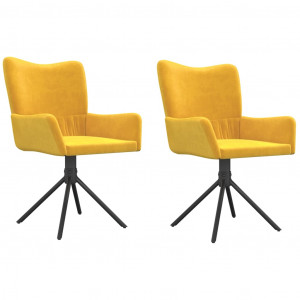 Cadeiras de jantar giratórias 2 pcs veludo amarelo H