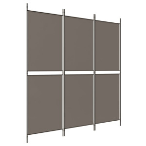 Biombo divisor de 3 paneles de tela gris antracita 150x180 cm H