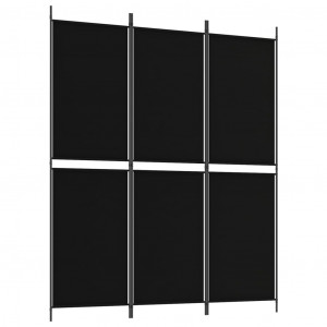 Biombo divisor de 3 paneles de tela negro 150x180 cm H
