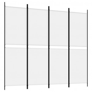 Biombo divisor de 4 paneles de tela blanco 200x180 cm H