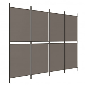 Biombo divisor de 4 paneles de tela gris antracita 200x180 cm H