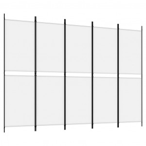 Biombo/divisória com 5 painéis 250x180 cm tecido branco H