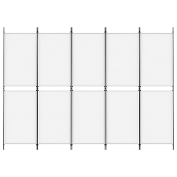Biombo divisor de 5 paneles de tela blanco 250x180 cm M 3