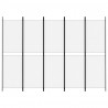 Biombo divisor de 5 paneles de tela blanco 250x180 cm 3