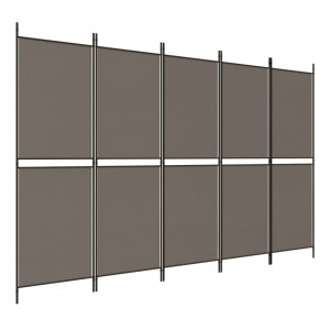 Biombo divisor de 5 paneles de tela gris antracita 250x180 cm H
