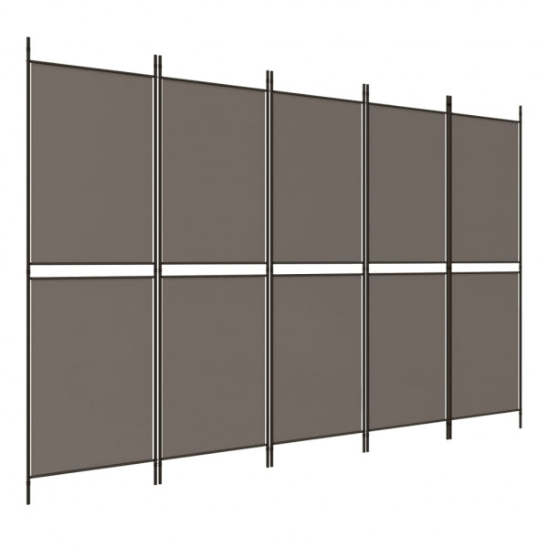 Biombo divisor de 5 paneles de tela gris antracita 250x180 cm M 2