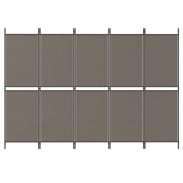 Biombo divisor de 5 paneles de tela gris antracita 250x180 cm M 3