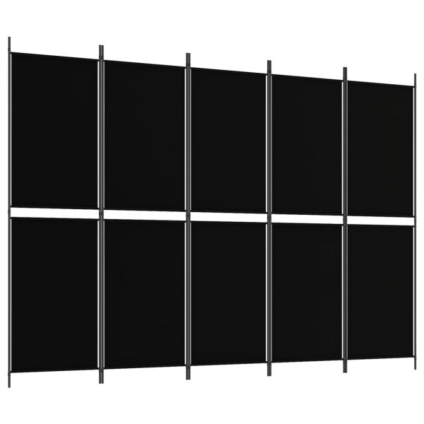 Biombo divisor de 5 paneles de tela negro 250x180 cm M 2