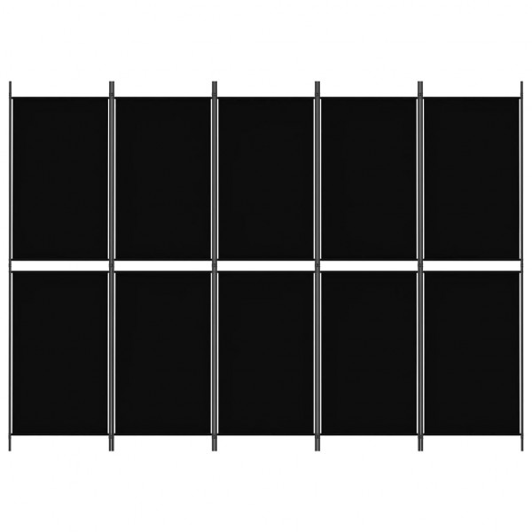 Biombo divisor de 5 paneles de tela negro 250x180 cm M 3