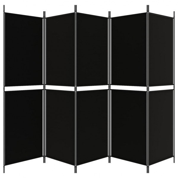 Biombo divisor de 5 paneles de tela negro 250x180 cm M 4