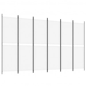 Biombo divisor de 6 paneles de tela blanco 300x180 cm H