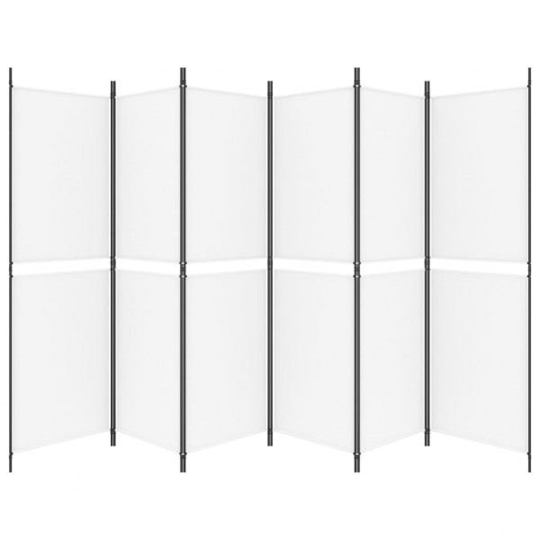 Biombo divisor de 6 paneles de tela blanco 300x180 cm M 4