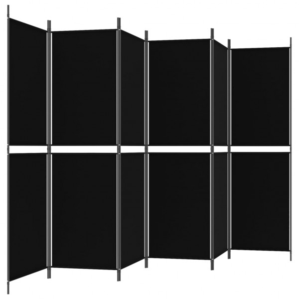 Biombo divisor de 6 paneles de tela negro 300x180 cm M 5