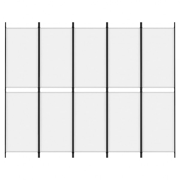 Biombo com 5 painéis 250x200 cm tecido branco M 3