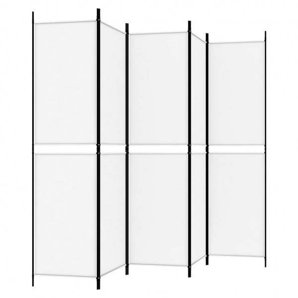 Biombo com 5 painéis 250x200 cm tecido branco M 5