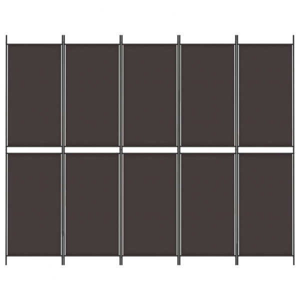 Biombo divisor de 5 paneles de tela marrón 250x200 cm M 3