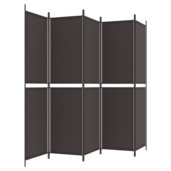 Biombo divisor de 5 paneles de tela marrón 250x200 cm M 4