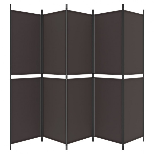 Biombo divisor de 5 paneles de tela marrón 250x200 cm M 5