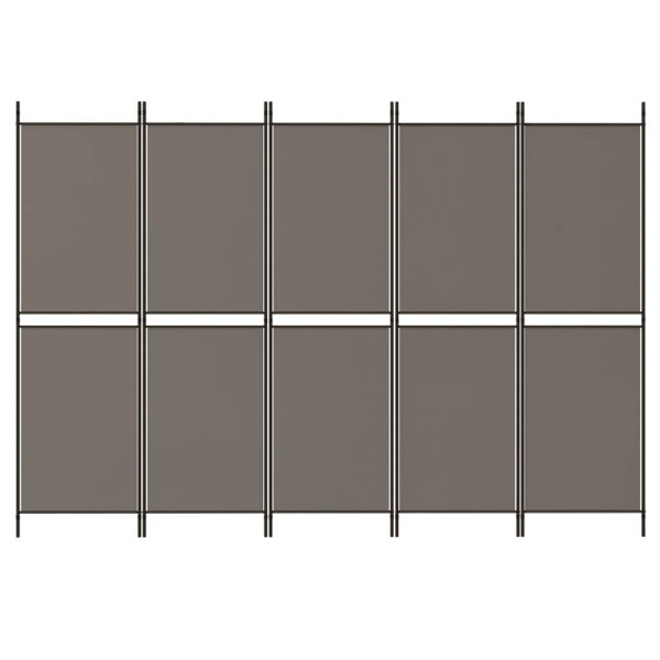 Biombo divisor de 5 paneles de tela gris antracita 250x200 cm M 3