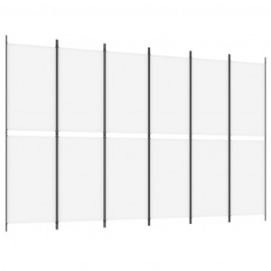 Biombo divisor de 6 paneles de tela blanco 300x200 cm H