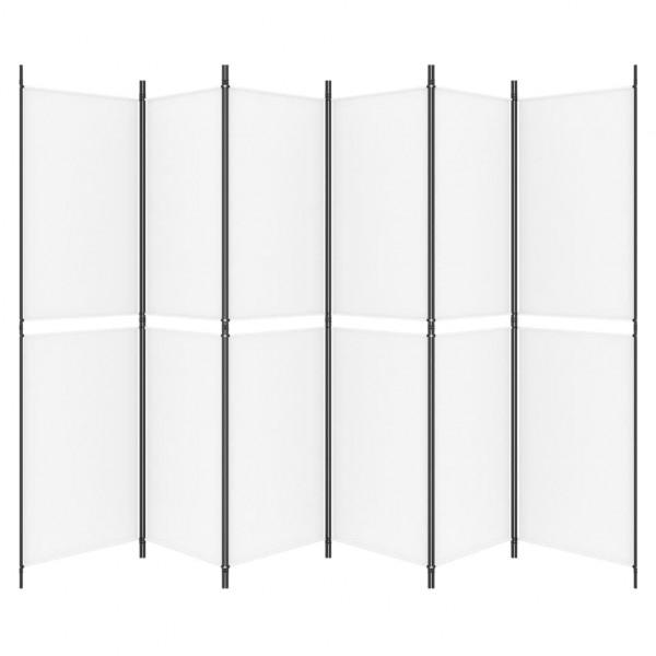 Biombo divisor de 6 paneles de tela blanco 300x200 cm M 3