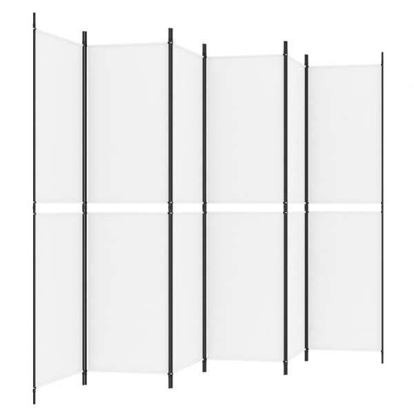 Biombo divisor de 6 paneles de tela blanco 300x200 cm M 5