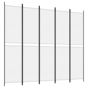Biombo divisor de 5 paneles de tela blanco 250x220 cm H