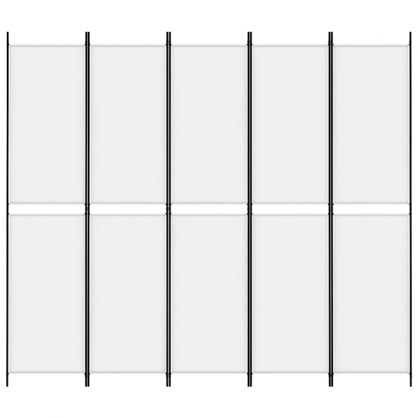 Biombo divisor de 5 paneles de tela blanco 250x220 cm M 3