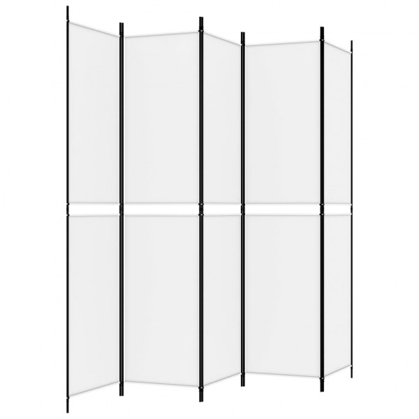 Biombo divisor de 5 paneles de tela blanco 250x220 cm M 5