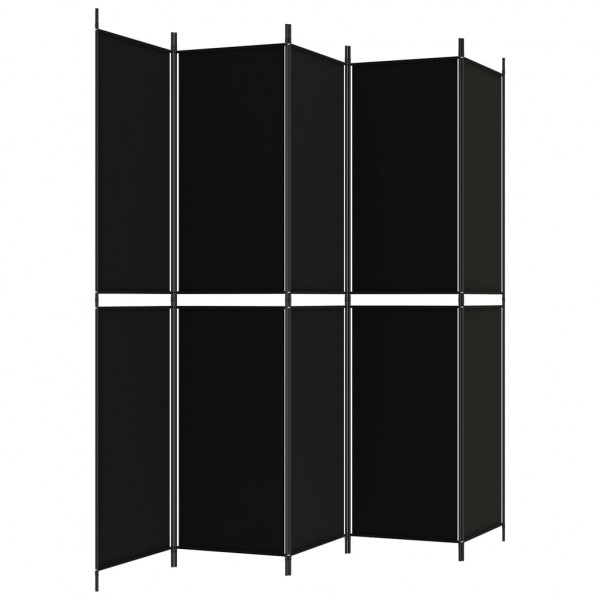 Biombo divisor de 5 paneles de tela negro 250x220 cm M 5