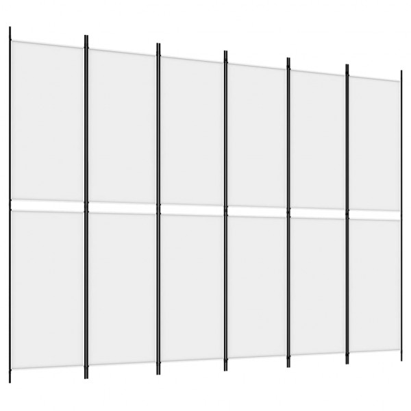 Biombo divisor de 6 paneles de tela blanco 300x220 cm M 2