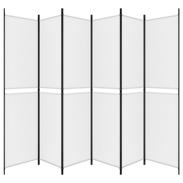 Biombo divisor de 6 paneles de tela blanco 300x220 cm M 4