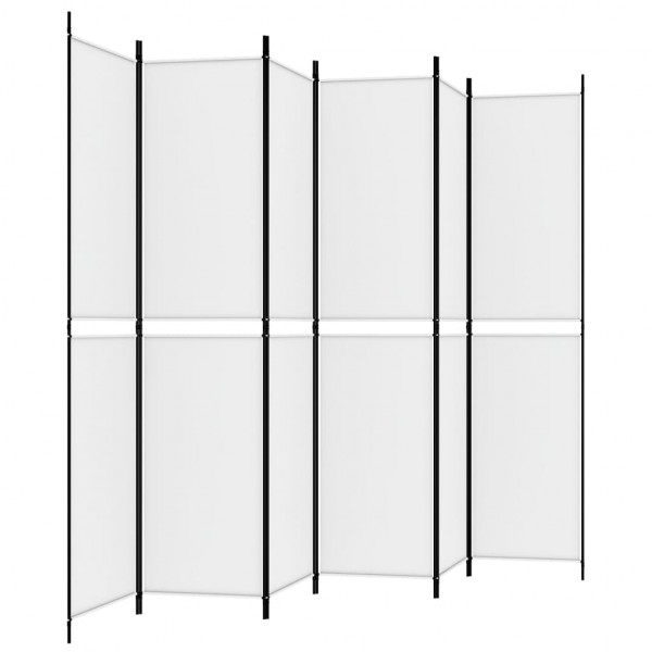 Biombo divisor de 6 paneles de tela blanco 300x220 cm M 5