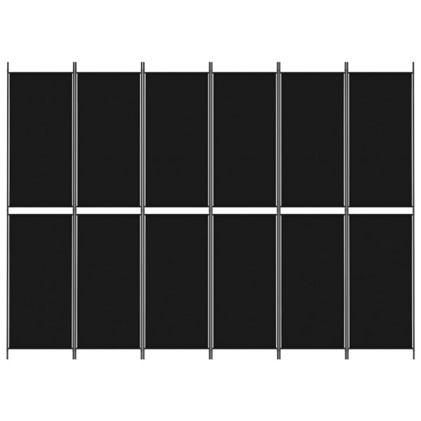 Biombo divisor de 6 paneles de tela negro 300x220 cm M 3