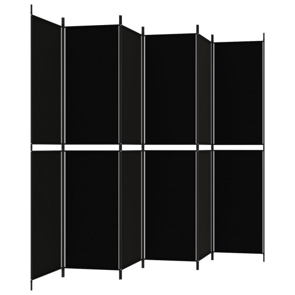 Biombo divisor de 6 paneles de tela negro 300x220 cm M 4