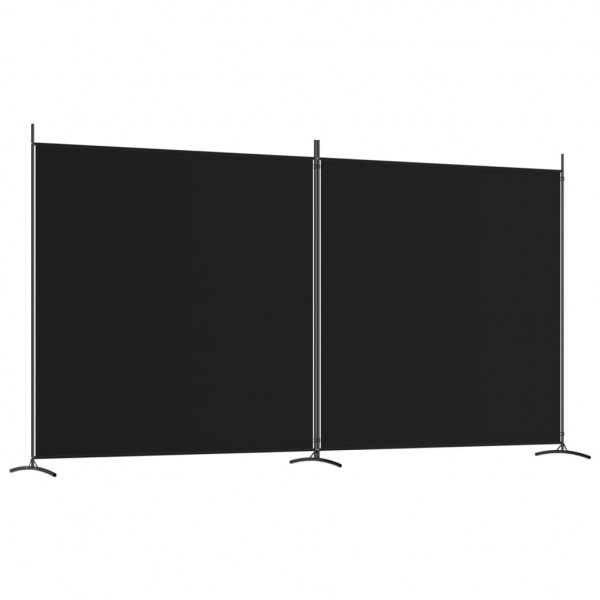 Biombo divisor de 2 paneles de tela negro 348x180 cm M 2