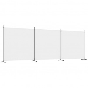 Biombo divisor de 3 paneles de tela blanco 525x180 cm H