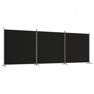 Biombo divisor de 3 paneles de tela negro 525x180 cm H