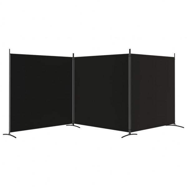 Biombo divisor de 3 paneles de tela negro 525x180 cm M 4