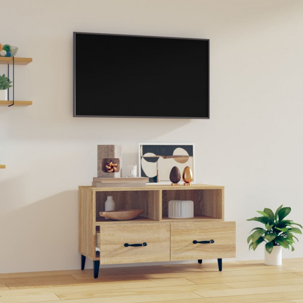 Mueble para TV madera contrachapada roble ahumado 80x36x50 cm M 3