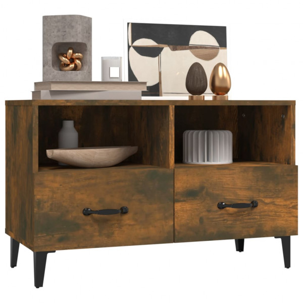 Mueble para TV madera contrachapada roble ahumado 80x36x50 cm M 4