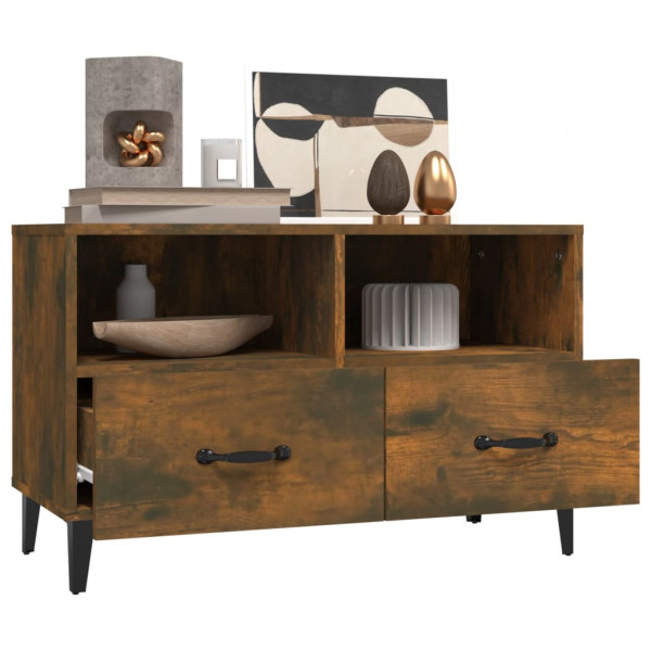 Mueble para TV madera contrachapada roble ahumado 80x36x50 cm M 5